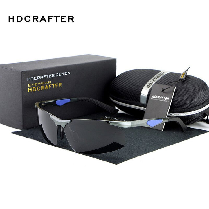 Hdcrafter Men's Rimless Aluminum Magnesium Rectangle Frame Polarized Sunglasses E300 Sunglasses HdCrafter Sunglasses