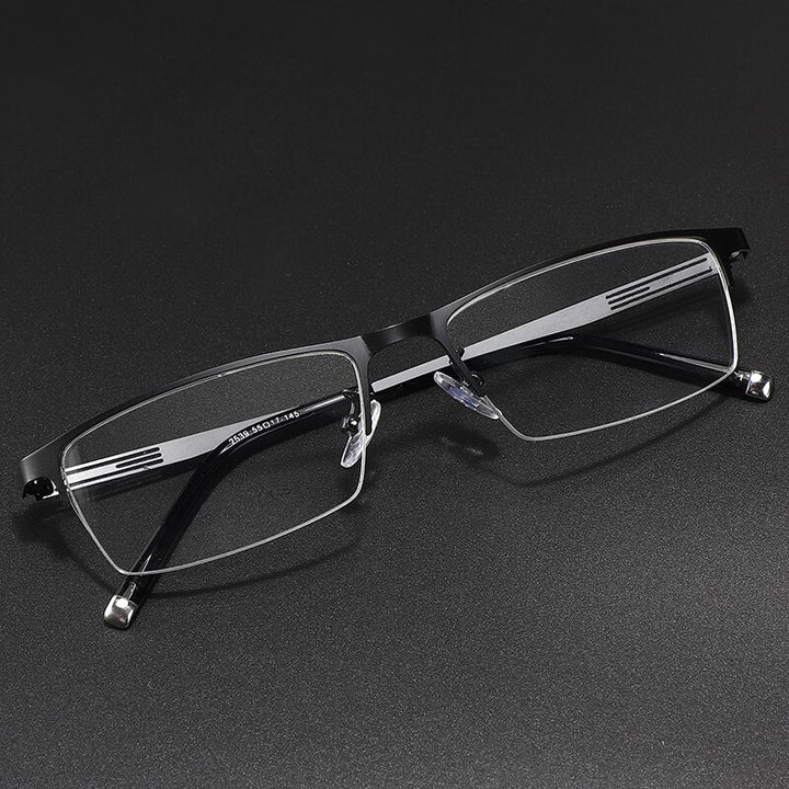 Men's Titanium Alloy Square Semi Rim Eyeglasses Sc2539 Semi Rim Bclear