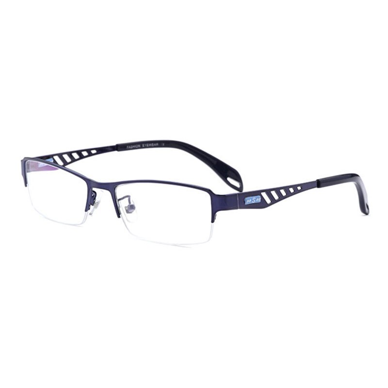 Hotochki Men's Semi Rim Rectangular Alloy Frame Eyeglasses Semi Rim Hotochki