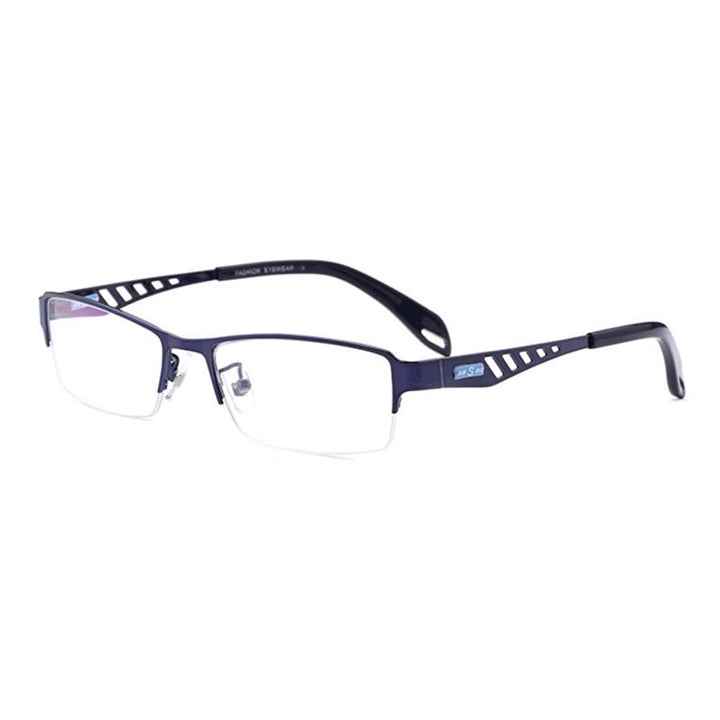 Hotochki Men's Semi Rim Rectangular Alloy Frame Eyeglasses Semi Rim Hotochki
