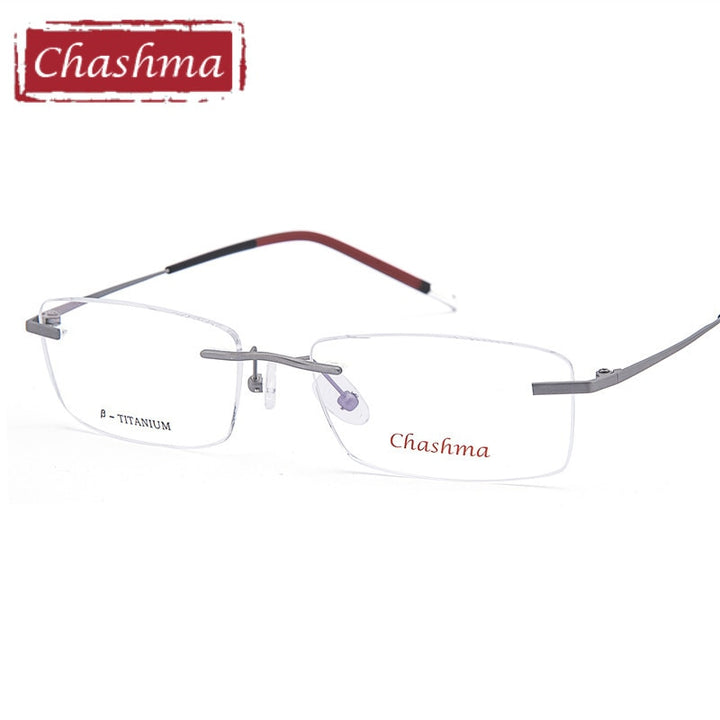 Chashma Men's Rimless Rectangle Titanium Eyeglasses 9202 Rimless Chashma