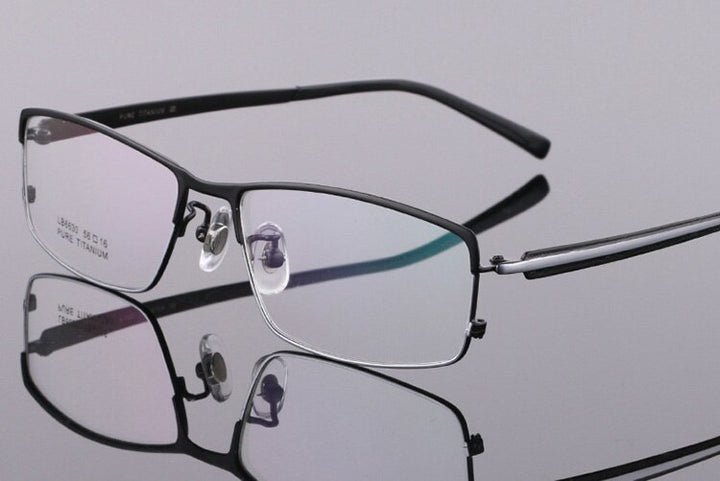Bclear Men's Full Rim Titanium Eyeglasses Square Lb6630 Full Rim Bclear Black silver