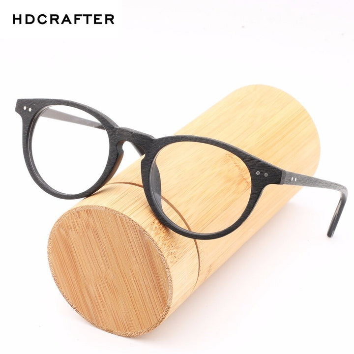 Hdcrafter Unisex Full Rim Round Wood Frame Eyeglasses Lhb030 Full Rim Hdcrafter Eyeglasses