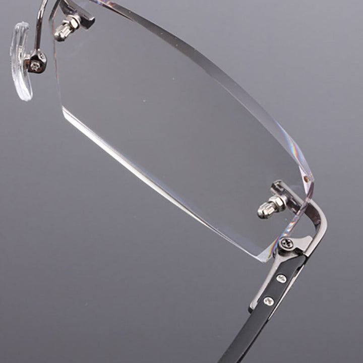 Reven Jate 58003 Pure Titanium Rimless Diamond Cutting Man Glasses Frame Eyeglasses (Gray) Rimless Reven Jate
