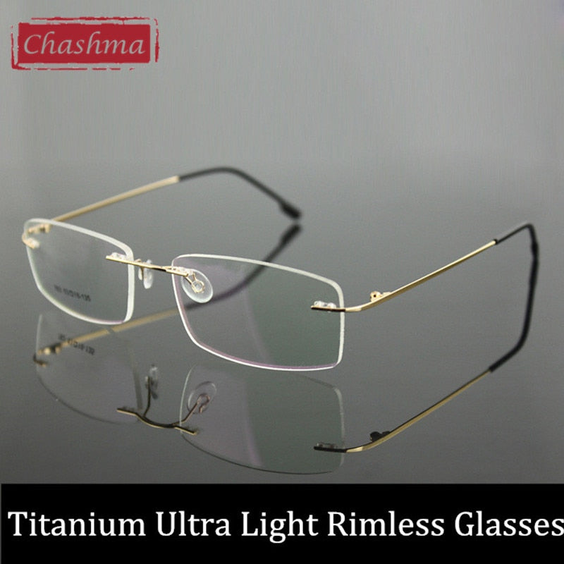 Chashma Ottica Unisex Rimless Square Rectangle Titanium Eyeglasses 763 Rimless Chashma Ottica