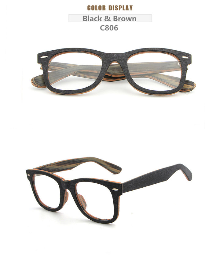 Hdcrafter Unisex Full Rim Square Round Wood Frame Eyeglasses Lhb031 Full Rim Hdcrafter Eyeglasses