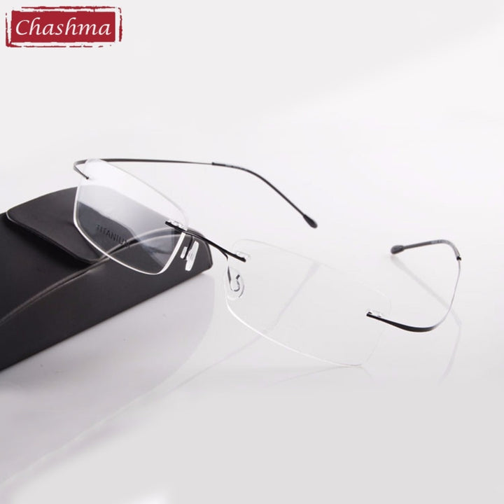 Chashma Unisex Rimless Oval Titanium Eyeglasses F637 Rimless Chashma