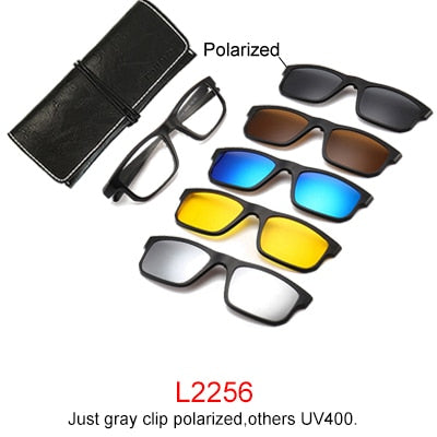 Ralferty Magnet Sunglasses Men Women Luxury Brand Polarized Uv400 5 In 1 Clip On Grade Glasses Frame With Clip Ons Ralferty L2256