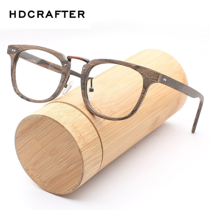 Hdcrafter Unisex Full Rim Square Round Wood Frame Eyeglasses Lbh025 Full Rim Hdcrafter Eyeglasses