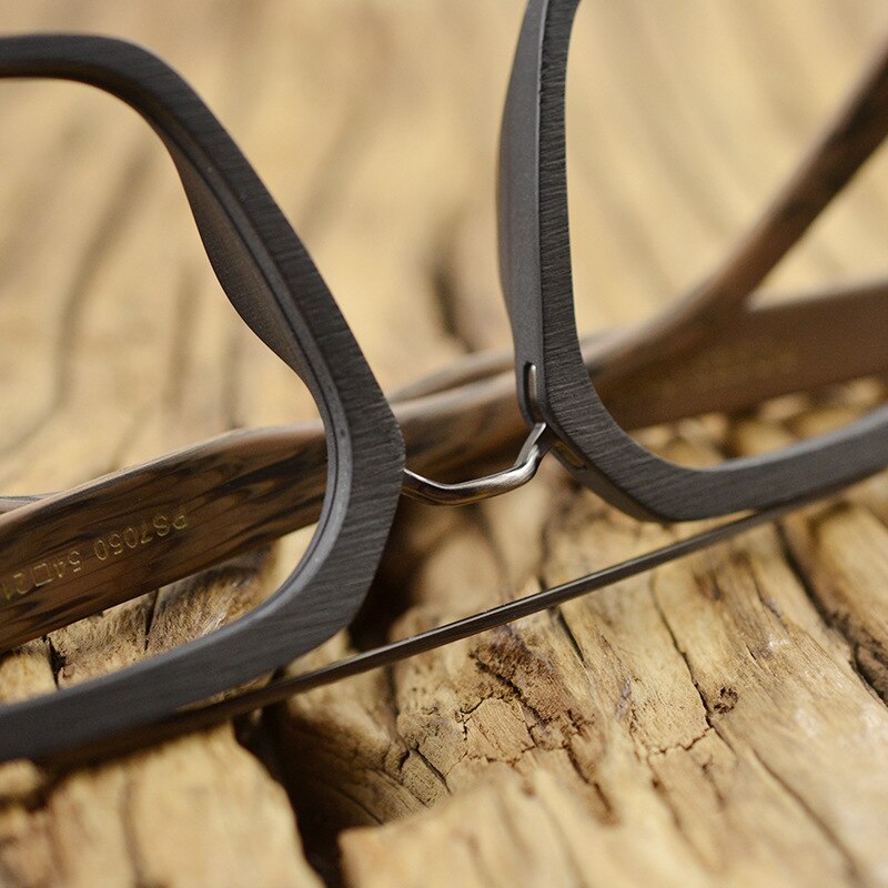 Hdcrafter Men's Eyeglasses Wooden Square Frame Ps7050 Full Rim Hdcrafter Eyeglasses
