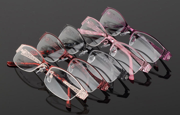Reven Jate Women's Semi Rim Rectangle Alloy Eyeglasses 99001 Semi Rim Reven Jate