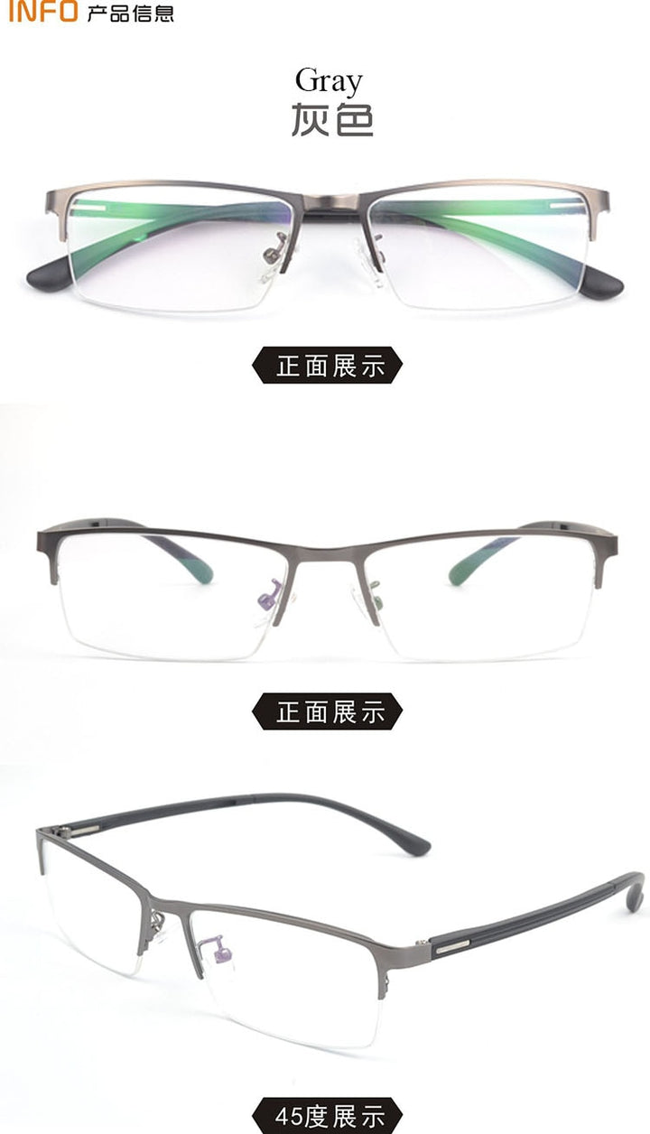 Bclear Men's Semi Rim Square Alloy Eyeglasses A1508 Semi Rim Bclear