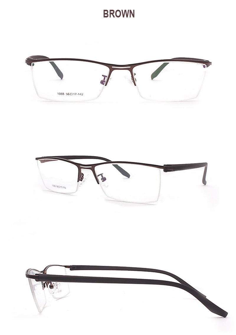 Hotochki Men's Semi Rim Acetate Alloy Frame Eyeglasses 1088 Semi Rim Hotochki
