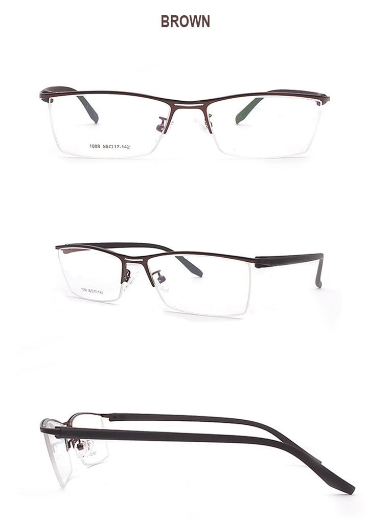 Hotochki Men's Semi Rim Acetate Alloy Frame Eyeglasses 1088 Semi Rim Hotochki