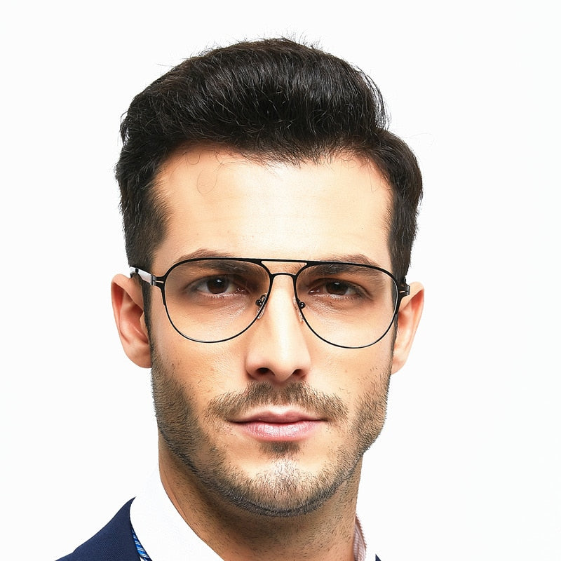 Hotony Men's Full Rim Round Alloy Double Bridge Frame Eyeglasses Full Rim Hotony