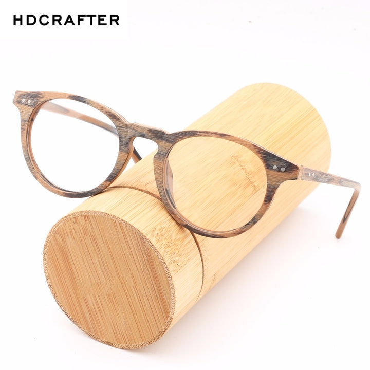 Hdcrafter Unisex Full Rim Round Wood Frame Eyeglasses Lhb030 Full Rim Hdcrafter Eyeglasses