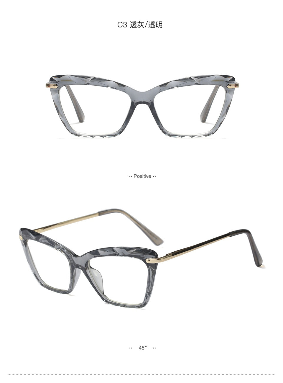 Women's Full Rim Cat Eye Acetate Frame Eyeglasses 97533 Full Rim Bclear