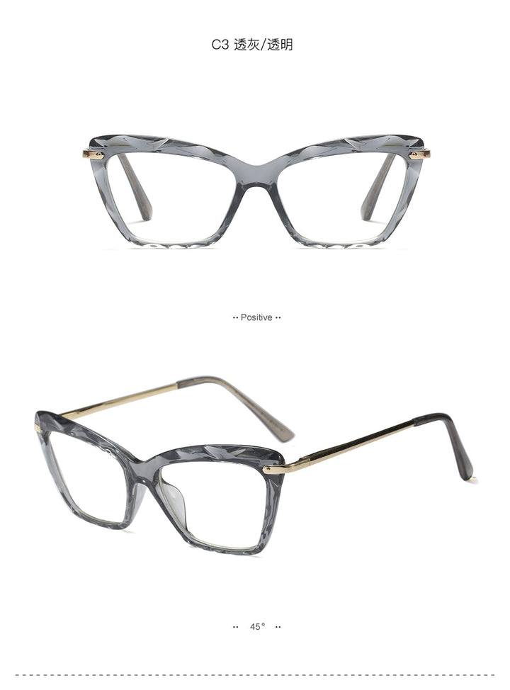 Women's Full Rim Cat Eye Acetate Frame Eyeglasses 97533 Full Rim Bclear