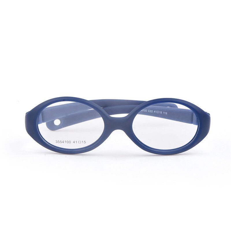 Unisex Children's Oval Titanium Plastic Framed Eyeglasses Frame Brightzone C22 dark blue  