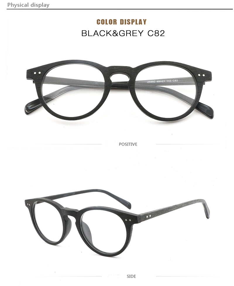 Hdcrafter Unisex Full Rim Round Wood Frame Eyeglasses Lhb030 Full Rim Hdcrafter Eyeglasses
