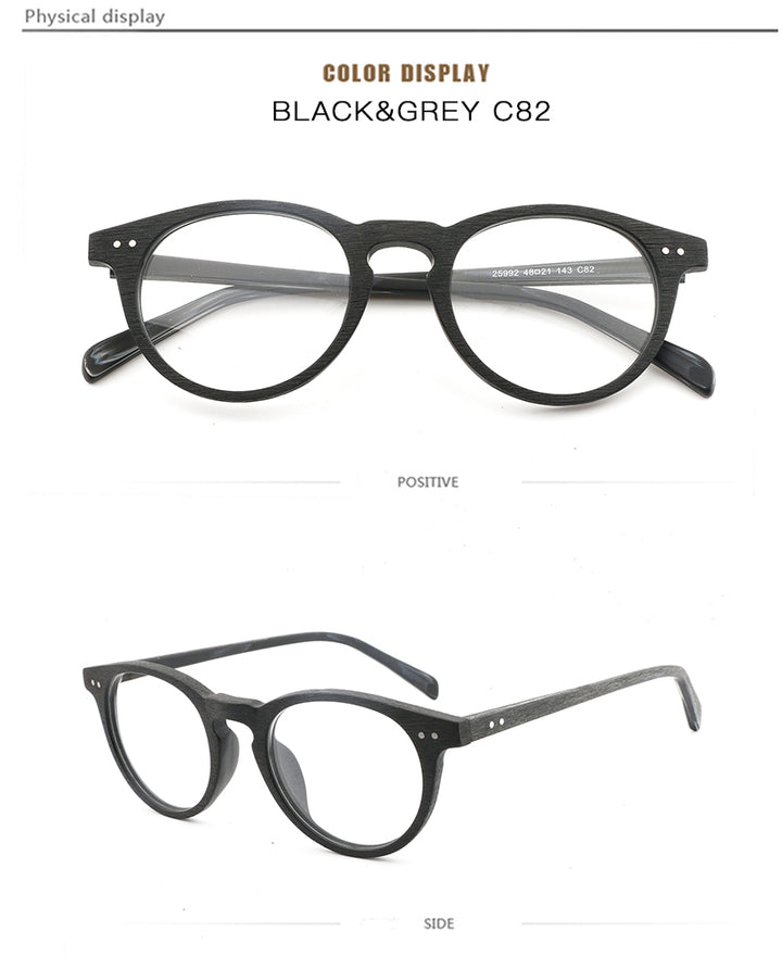 Hdcrafter Unisex Full Rim Round Wood Frame Eyeglasses Lhb030 Full Rim Hdcrafter Eyeglasses