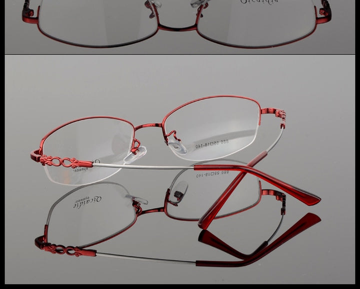 Women's Alloy Frame Half Rim Eyeglasses 886 Semi Rim Bclear