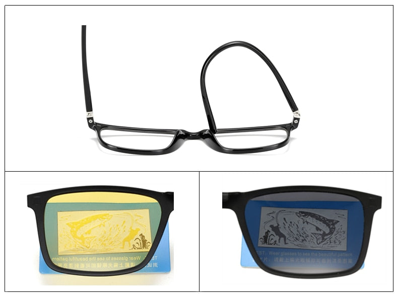 Ralferty Unisex Full Rim Square Eyeglasses With Clip On Sunglasses A8804 With Clip Ons Ralferty