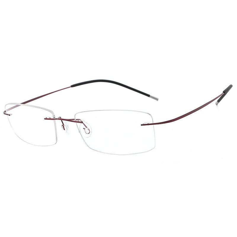 Unisex Eyeglasses Lightweight Frame Titanium Rimless Hd Rimless Hdcrafter Eyeglasses purple  
