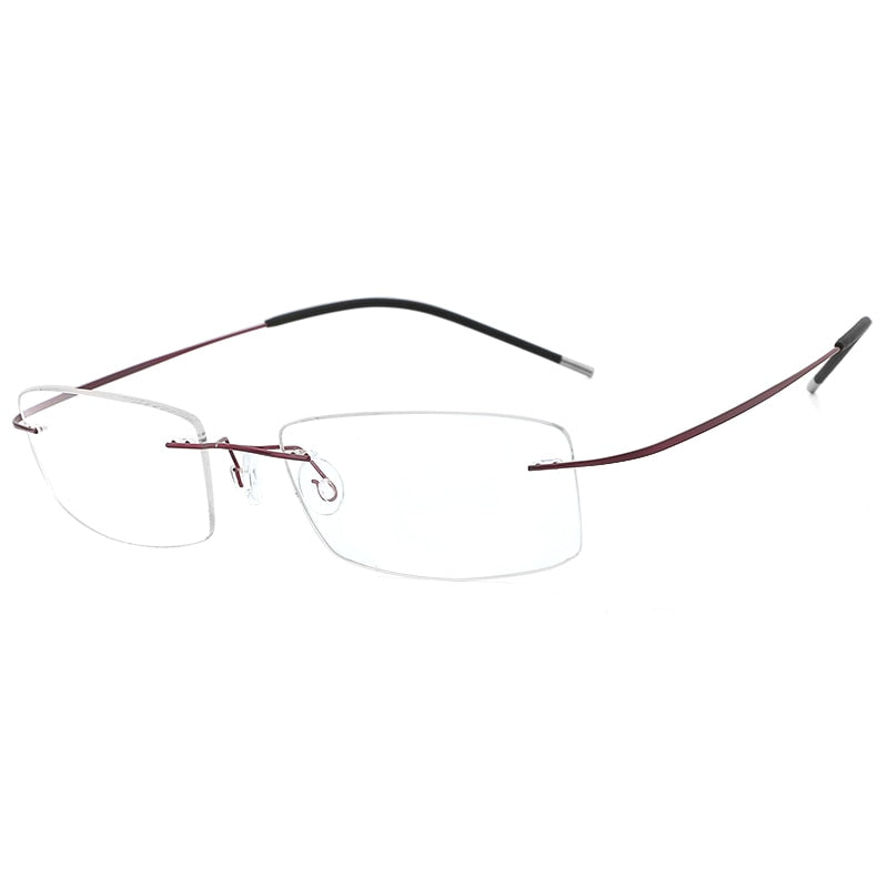 Hdcrafter Rimless Rectangle Titanium Frame Eyeglasses Unisex Rimless Hdcrafter Eyeglasses purple