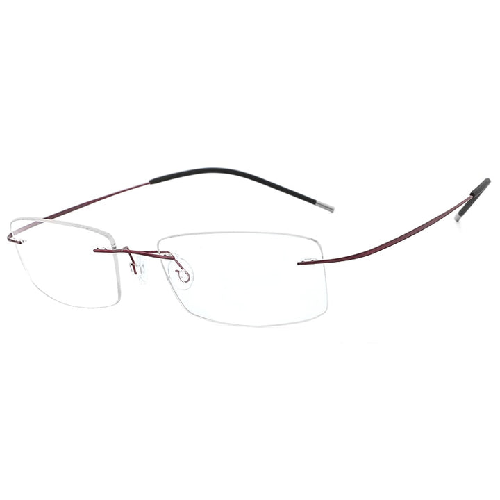 Hdcrafter Rimless Rectangle Titanium Frame Eyeglasses Unisex Rimless Hdcrafter Eyeglasses purple