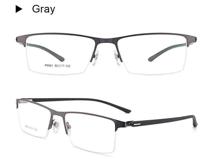 Hotochki Men's IP Electroplated Alloy Full/Semi Rim Frame Eyeglasses P9960 Semi Rim Hotochki