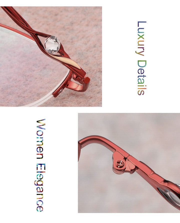 Hotochki Women's Semi Rim Alloy Frame Reading Glasses 3039 Reading Glasses Hotochki