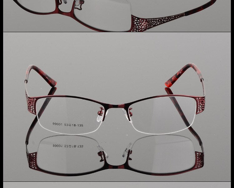 Women's Semi Rim Alloy Frame Eyeglasses 99001 Semi Rim Bclear
