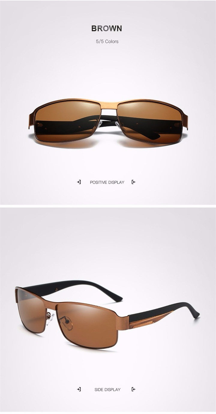 Hdcrafter Men's Full Rim Rectangle Alloy Frame Polarized Sunglasses Le007 Sunglasses HdCrafter Sunglasses