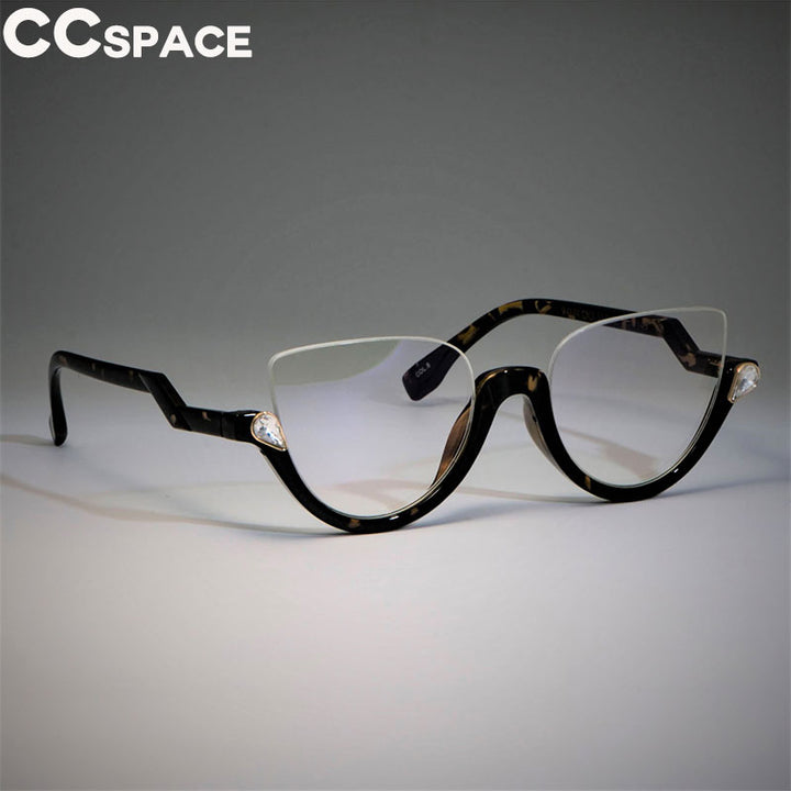 CCspace Women's Semi Rim Cat Eye Resin Frame Eyeglasses 45159 Semi Rim CCspace C8 brown leopard