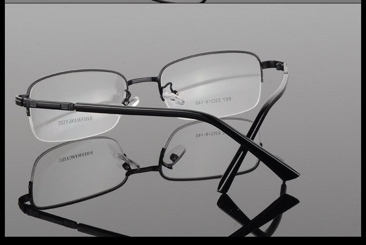 Bclear Men's Semi Rim Eyeglasses Alloy Square S887 Semi Rim Bclear