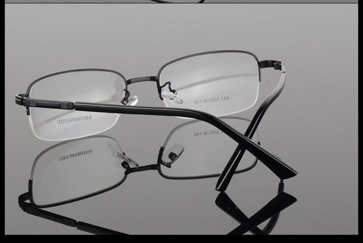 Bclear Men's Semi Rim Eyeglasses Alloy Square S887 Semi Rim Bclear
