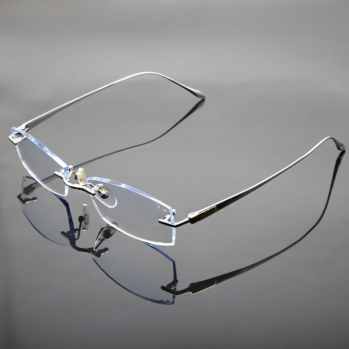 Reven Jate Unisex Rimless Square Titanium Eyeglasses 8047 Rimless Reven Jate