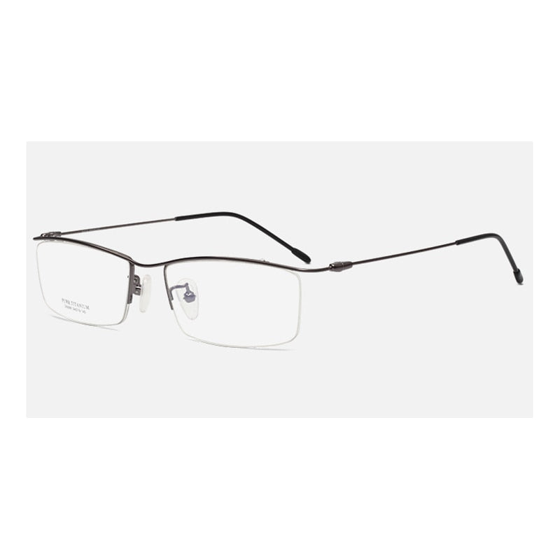 Hotony Men's Semi Rim Browline Titanium Frame Eyeglasses 6688 Semi Rim Hotony gray