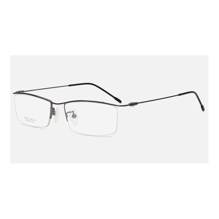 Hotony Men's Semi Rim Browline Titanium Frame Eyeglasses 6688 Semi Rim Hotony gray