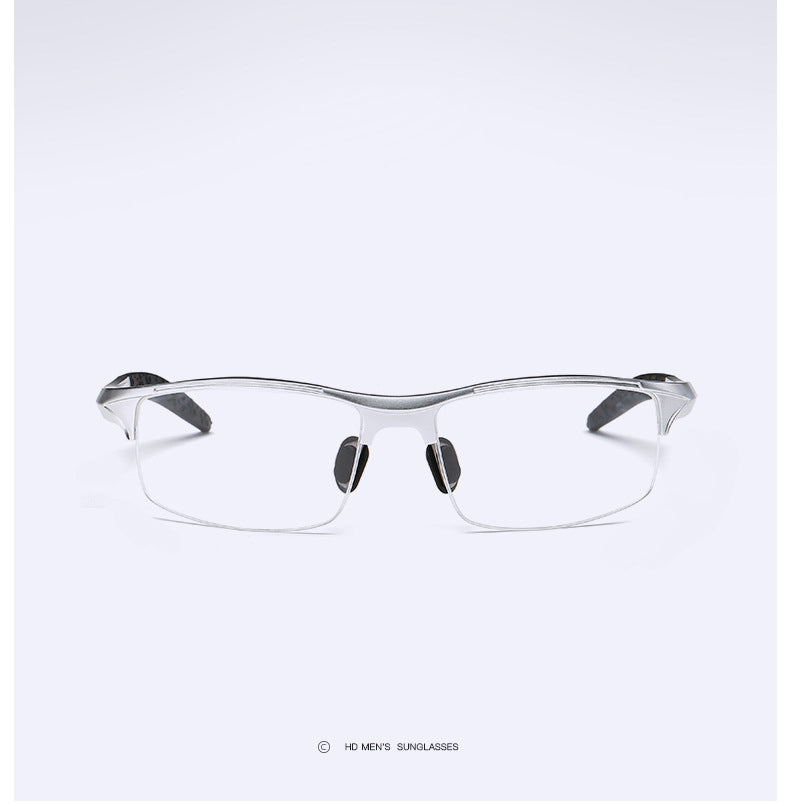 Hdcrafter Men's Semi Rim Square Rectangle Aluminun Alloy Frame Eyeglasses L8177 Semi Rim Hdcrafter Eyeglasses