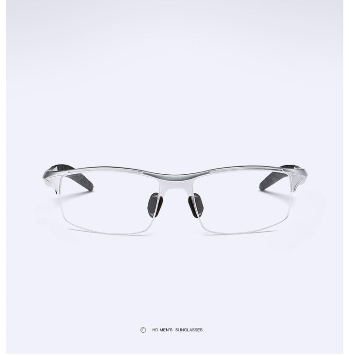 Hdcrafter Men's Semi Rim Square Rectangle Aluminun Alloy Frame Eyeglasses L8177 Semi Rim Hdcrafter Eyeglasses