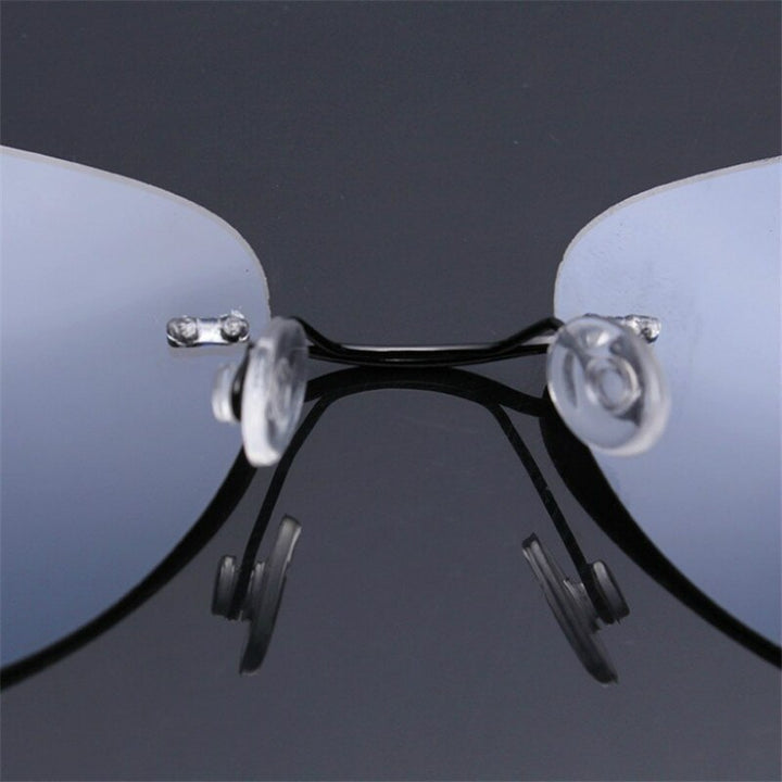 Brightzone Men's Sunglasses Oval Titanium Rimless Polarized 1258 Rimless Brightzone