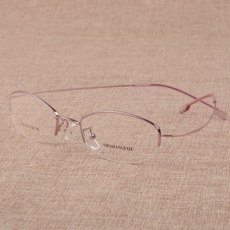 Women's Eyeglasses Semi Rim Rectangular Alloy  S643 Semi Rim Bclear Pink
