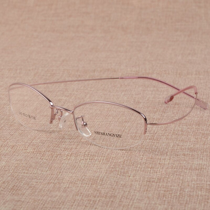 Women's Eyeglasses Semi Rim Rectangular Alloy  S643 Semi Rim Bclear Pink