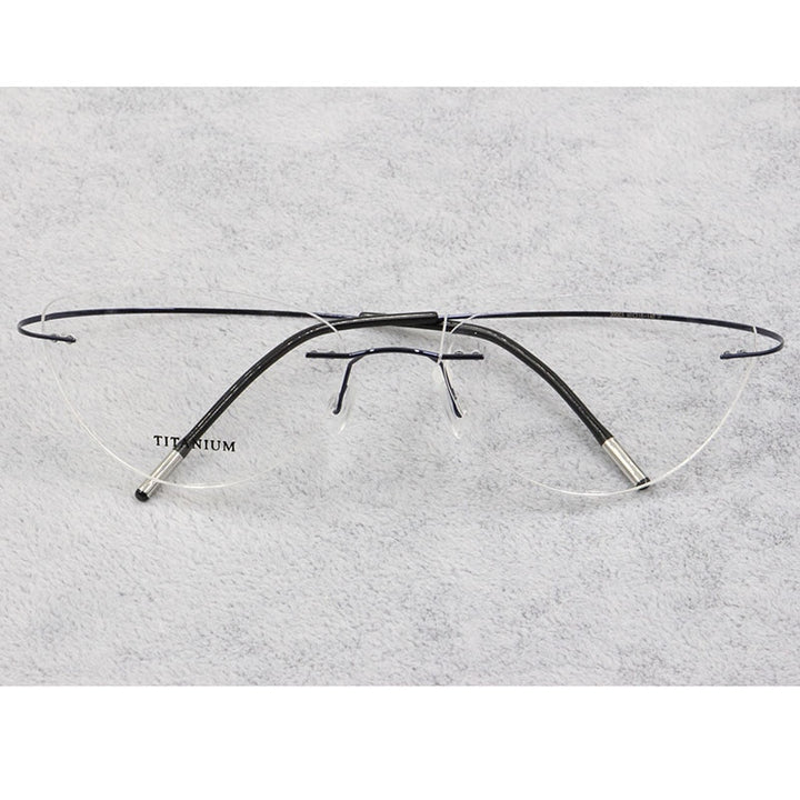 Bclear Women Rimless Cat Eye Memory Titanium Eyeglasses 2003 Rimless Bclear