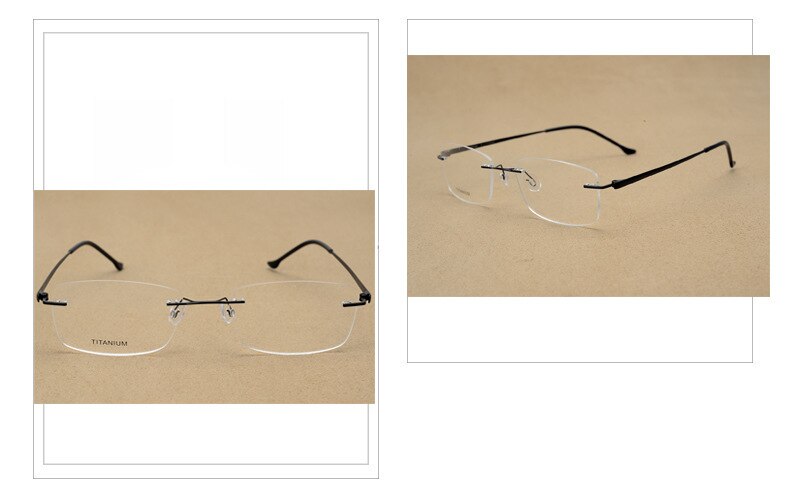 Hotony Unisex Rimless Alloy Frame Rectangle Lens Eyeglasses Rw004 Rimless Hotony