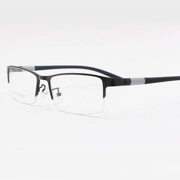Bclear Men's Alloy Square Semi Rim Eyeglasses B2442 Semi Rim Bclear black