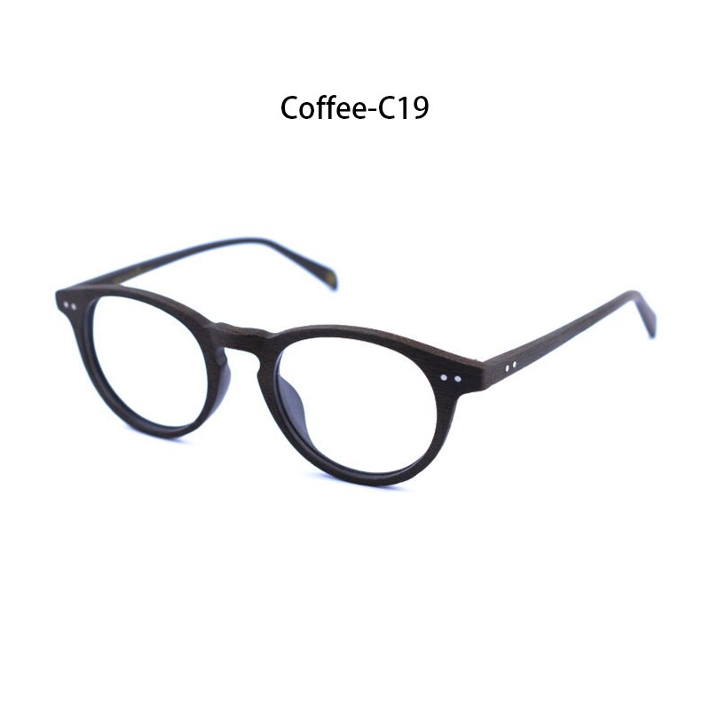 Hdcrafter Unisex Full Rim Round Wood Frame Eyeglasses Ps6089 Full Rim Hdcrafter Eyeglasses coffee C19