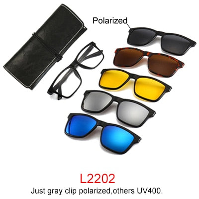 Ralferty Magnet Sunglasses Men Women Luxury Brand Polarized Uv400 5 In 1 Clip On Grade Glasses Frame With Clip Ons Ralferty L2202